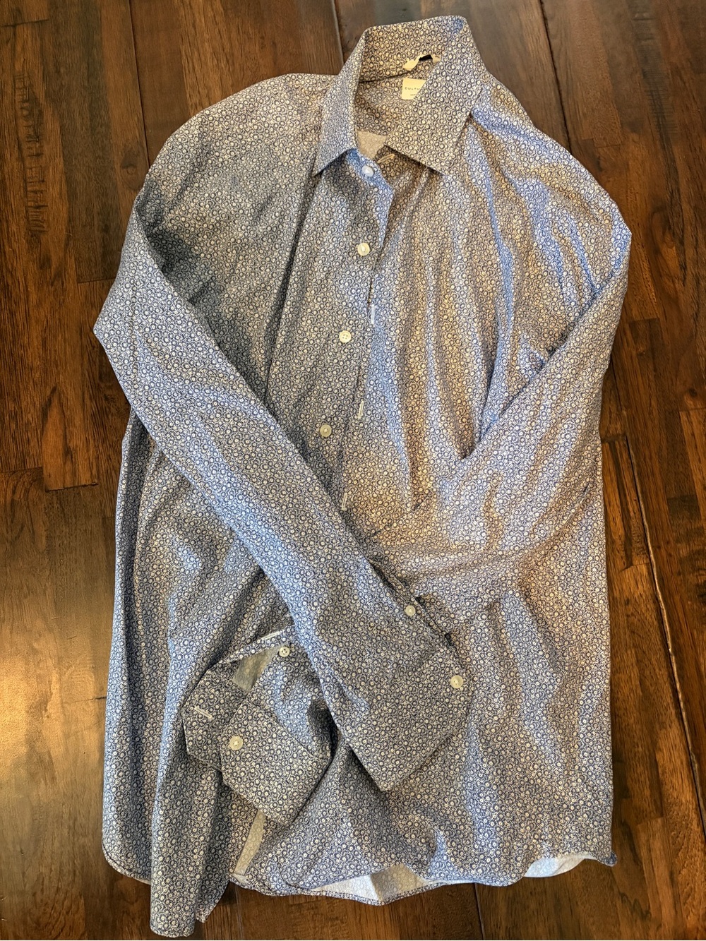 Light Blue Micro-Pattern Long-Sleeve Dress Shirt
